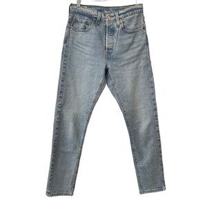 Levis 501 High Waist Button Fly Denim Jeans Women 26x28 Blue Cotton Light Wash